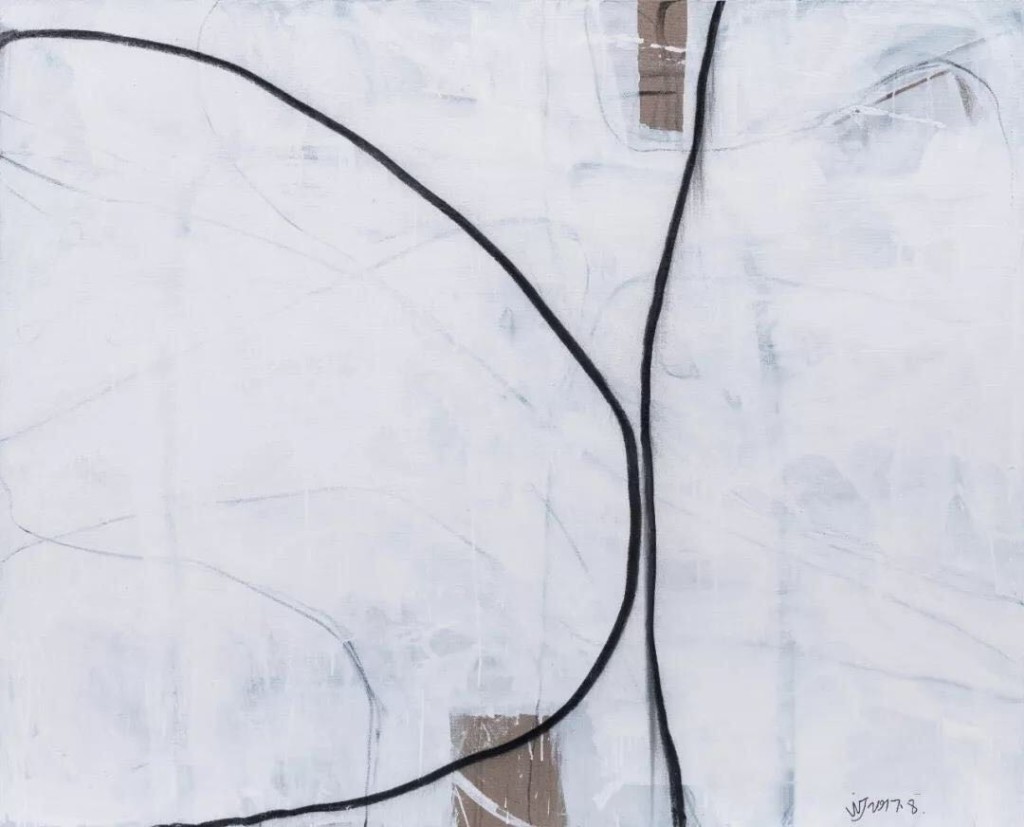 王剑，《17HYD3》，布面丙烯、木炭，150 x 180 cm，2017。图片：致谢偏锋新艺术空间 