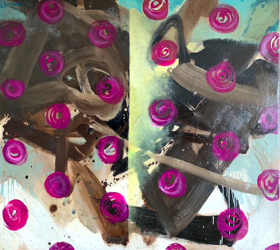 赵春翔，《玫瑰风暴》，纸，水墨，压克力彩，画布，145x163cm，1962。图片：亚洲大学现代美术馆提供 
