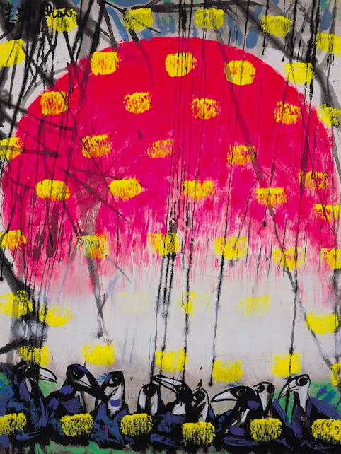赵春翔，《福降大地》，水墨，压克力彩，纸，80.5x61cm，约1980。图片：亚洲大学现代美术馆提供 