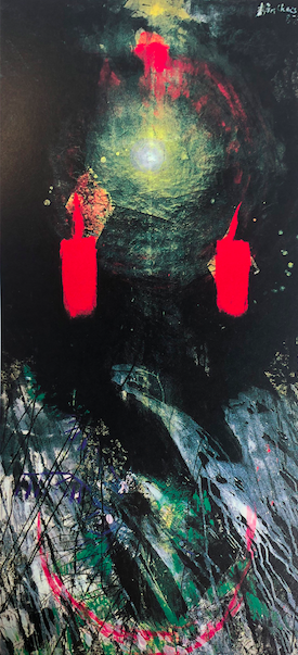 赵春翔，《宇宙之爱87》，水墨，压克力彩，纸，179.5x96.5cm，1987图片：亚洲大学现代美术馆提供 